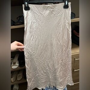 Aritzia Satin Champagne Midi Skirr